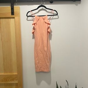 Zara light pink neck scalloped neck dress